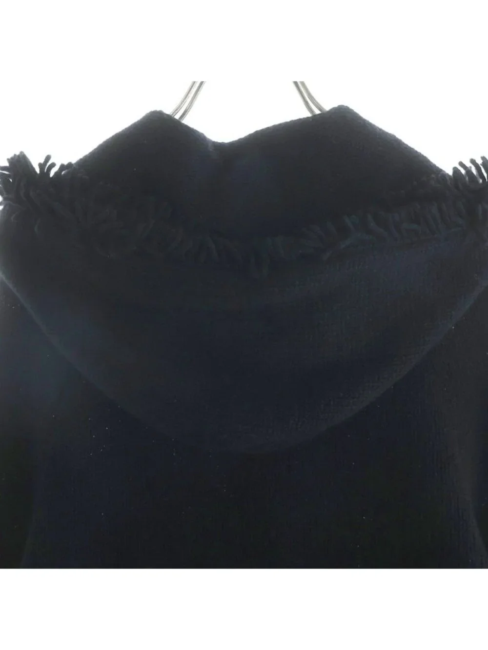 Chanel Boutique Vintage Hoodie CC Logo Button Keyhole Cardigan Fringe Jacket
